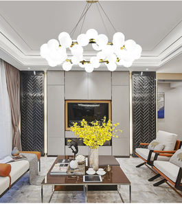 Simig lighting oro contemporaneo sfera di vetro sala da pranzo lustro moderno rotondo <span class=keywords><strong>nuvola</strong></span> luce led G4 lampadina <span class=keywords><strong>lampadario</strong></span> - Product Image 3