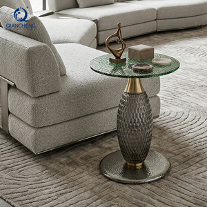 <span class=keywords><strong>Table</strong></span> d'appoint de luxe italienne en verre ondulé, <span class=keywords><strong>table</strong></span> d'appoint moderne vert émeraude Art Déco, <span class=keywords><strong>table</strong></span> d'appoint ronde pour villa et usine - Product Image 2