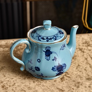 Luxury Minimalist Ceramic Bone China <b>Coffee</b> & <b>Tea</b> <b>Set</b> with Blue Decal Eco-Friendly High Quality - Product Image 4