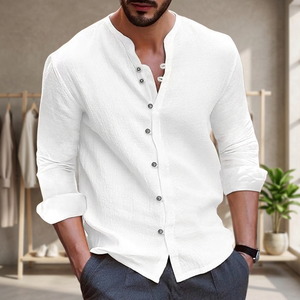 Hawaii New Fashionable Men's Vintage Stand Collar <b>Patchwork</b> Button <b>Shirts</b> Breathable Quick Dry V-neck Casual Short Sleeve for - Product Image 3