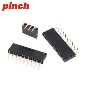 Conector hembra de 2.54mm de una sola fila, 1x2p, 3p, 4p, 5p, 6p, 8p, 1x40p, con pin doblado a 90 grados, tipo horizontal - Product Image 2