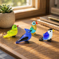 Figurines en verre miniatures d'animaux mignons faits à la main, oiseaux, poussins, pour la décoration artistique de la maison