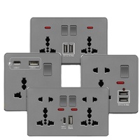 Enchufes Eléctricos Estándar Británico de Doble Salida, Puertos Tipo-C de 18W con Carga Rápida, Enchufe de Pared USB Universal para PC PANEL UK 13A
