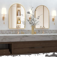 Grand miroir mural de décoration intérieure arqué en or de luxe personnalisé Style moderne sur pied pour dressing ESPEJO MIRROIR SPIEGEL