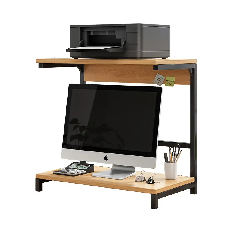 Printer Stand with 2 Tier Storage Shelves Desktop Stand Multi-Purpose Desk Organizer display rack shelf Home Office