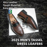 2025 Mocassins Business Plats à Glands pour Hommes, Chaussures de Ville Mariage en Cuir Souple Respirant, Formels Automne Hiver Léopard PU