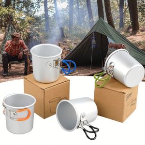 Tasses de camping en aluminium 150 ml avec logo personnalisé, poignée pliable, légères et portables, pour la randonnée, le café, les pique-niques - Product Image 4