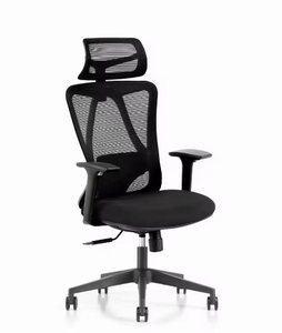 Chaise <span class=keywords><strong>de</strong></span> <span class=keywords><strong>bureau</strong></span> <span class=keywords><strong>ergonomique</strong></span> en maille avec dossier haut - Coussin lombaire réglable, confortable pour une utilisation prolongée - Product Image 1