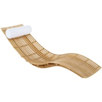 Chaises empilables d'extérieur modernes en teck naturel durable avec coussins pour se détendre dans la cour, design ondulé s'adaptant à la forme du corps