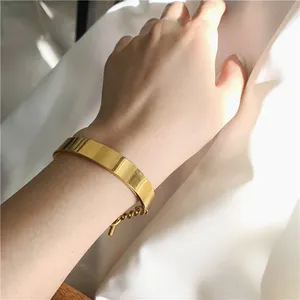 Gold Silber Farbe Toggle Verschluss Breite Chunky Armreifen T Bar Kreis Geometrische Armreifen für Frauen Trendy Minimalistischen Schmuck 2020