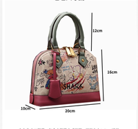 Sac à main tendance en cuir véritable style graffiti pour femme 2025 – Sac bandoulière/sac travers tendance transfrontalier