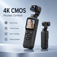 Caméra de poche 4K 48MP avec stabilisateur, écran tactile 1,72 pouces, Wi-Fi, caméra d'action, mise au point automatique, suivi du visage, suivi intelligent à 330 degrés, Vlog DV