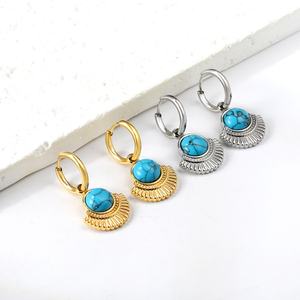 Bijoux en acier inoxydable 2024, été, plaqué or 18 carats, zircone, boucles d'oreilles créoles personnalisées pour femmes, bijoux tendance - Product Image 4