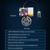 JX-7004 Módulo de Sonido Programable USB Tipo-C Recargable de 4MB con Botón de Presión para Tarjetas de Felicitación y Cajas de Regalo