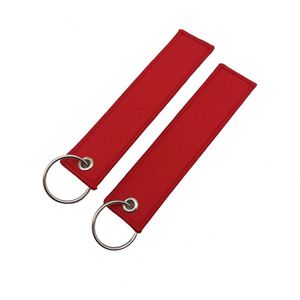 Porte-clés personnalisé double face en tissu polyester tissé, porte-clés brodé, jet tag - Product Image 3
