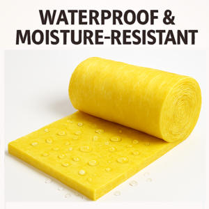 Rouleau d'isolation en fibre de verre commerciale, épaisseur 75 mm, 16 kg/m, ignifuge A1, résistance thermique R-1.9, absorption acoustique pour conduits CVC - Product Image 2