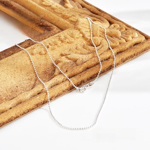 Kalung rantai manik-manik berlapis Rhodium perak murni 925 asli Tautan bola 1mm perhiasan Pria Wanita Anak perempuan grosir - Product Image 1