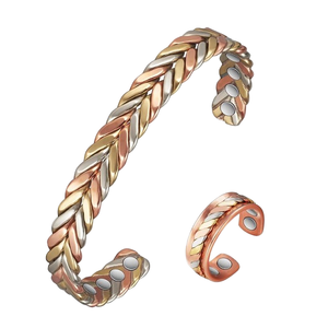 Lambo 99.99% Pure Copper <b>Red</b> Copper Plated Fried Dough Twist Bio Magnetic Therapy Health Unisex Strongest Classic Bangle - Product Image 2