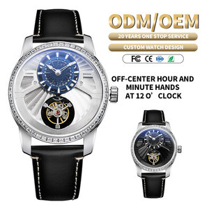 High-end Mechanical Private Brand <b>Watch</b> <b>Automatic</b> Balance Wheel Off Center Black Dial Crystal Bezel 43mm wristwatch for men - Product Image 1