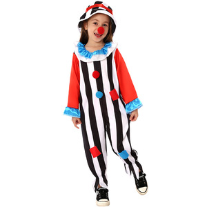 Disfraz de payaso para niños, mono a rayas para actuaciones en escenario, 5-7 años, negro, blanco, rojo, azul - Product Image 1