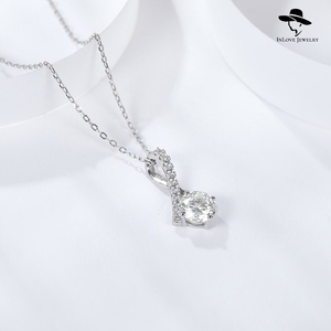 Chic diseño Simple 925 cadena colgante de <span class=keywords><strong>plata</strong></span> esterlina joyería fina barata con 1ct Moissanite Hal - Product Image 2