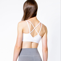 Soutien-gorge de sport personnalisé de haute qualité avec logo, couvrant entièrement le dos, en maille recyclée, avec jolies bretelles croisées, pour le yoga et les activités sportives