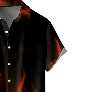 Men's Hawaiian <b>Shirts</b> Loose Short Sleeve Breathable Beach Resort Custom Logo Silk Screen Printed Stand Collar ODM Supply - Product Image 3