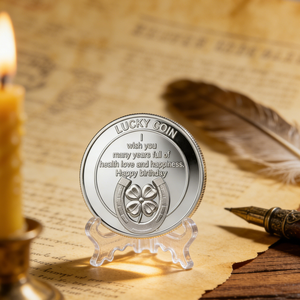 Moneta Commemorativa Personalizzata in Lega di Zinco Placcata Argento con Tecnica di Rilievo Tridimensionale per Regalo di <span class=keywords><strong>Compleanno</strong></span> - Product Image 2