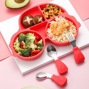 12 Uds. Juego de vajilla de alimentación de bebé ecológico de silicona sin Bpa para niños pequeños, platos de succión, cuencos, vajilla infantil para niños - Product Image 1