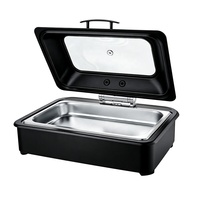 Hotel-Restaurant Buffet-Server Catering Chafing Dish Edelstahl Warmhaltebehälter Buffet-Set Speisenwärmer 9L Elektrisch Beheizt Schwarz