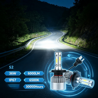 SunRise S2 Auto-LED-Scheinwerfer 9004 12V 36W 5200LM 6500K IP67 Wasserdicht Neue Hochleuchtkraft Plug-and-Play Universelle Passform