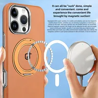 Étui en cuir avec support magnétique rotatif pour iPhone 17 Pro Max 16 Plus 15 14 13 12 Pro, coque de protection plaquée avec protection d'objectif