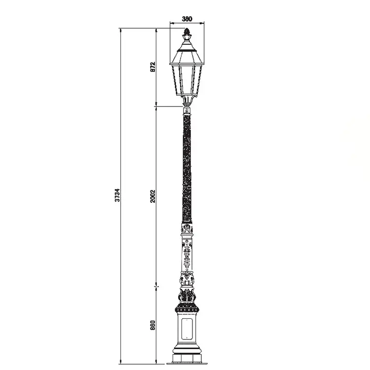 आउटडोर उद्यान पथ 220V निविड़ अंधकार लॉन Bollard यार्ड एलईडी प्रकाश 3.7M Hight