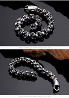 Vente chaude rétro européenne et américaine en acier inoxydable chaîne cubaine bijoux titane acier tête de mort Bracelet pour hommes