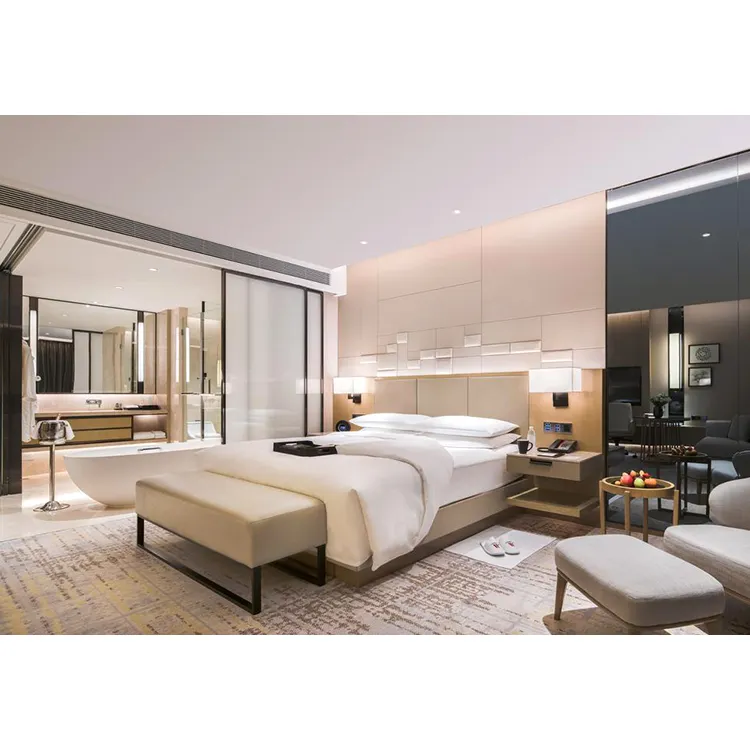 5 yıldızlı Modern tasarım OEM özel yatak lüks yatak odası otel mobilya setleri çin