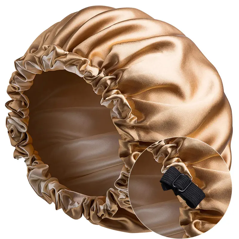 Satin Bonnet Atacado Ajustável Double Sided Silky Satin Hair Wrap Reversível Capô De Cabelo Com Botão