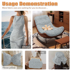 Vải tweed Tròn Sequin hoa nhỏ (Sọc xanh và xanh) 30% len 70% sợi <span class=keywords><strong>Polyester</strong></span> thích hợp để làm váy - Product Image 5