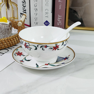 Services de table contemporains en porcelaine fine écologique avec bol à riz, assiette, cuillère et plus encore - Product Image 3