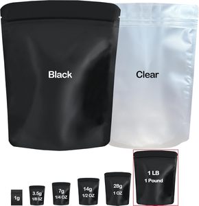 Sacs d'emballage alimentaire personnalisés, sac noir mat avec fermeture éclair supérieure, sac autoportant pour collations, aliments secs et stockage de café - Product Image 1