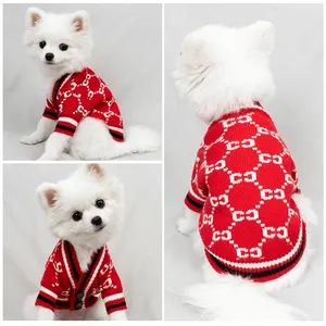 Ropa de perro de diseño de estilo coreano, cárdigan cálido y pequeño, suéteres de punto para perros, 2021