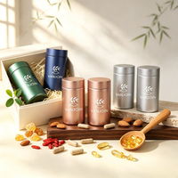 Flacon en verre cylindrique 150 ml vide pour emballage de comprimés de vitamines, finition métallique, coffret cadeau, fabricant sur mesure, vente en gros