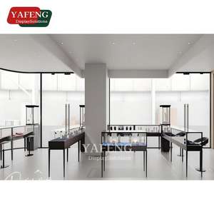 Gabinete de exhibición de reloj de vidrio galvanizado de acero inoxidable, iluminación LED para sala de exposición, tienda minorista, centro comercial, joyería - Product Image 1