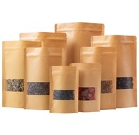 Vente chaude en plastique fermeture à glissière fermeture emballage PE fermeture à glissière haut sac de pochette en papier Kraft avec fenêtre autoportante surface en relief