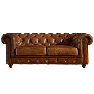 Juego de Sofás de Cuero Encerado Americano 1+<span class=keywords><strong>2</strong></span>+3, Estilo Moderno, Cuero Marrón, Relleno de Esponja, Duradero, Económico, Muebles para Sala de Estar/Apartamento - Product Image 1