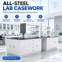 Meja Laboratorium Baja Kustom dengan Rak Reagen, Wastafel, dan Modul Daya untuk Proyek Laboratorium