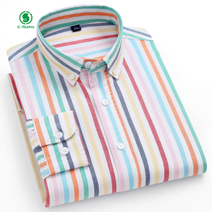 Camicia da uomo Casual all'ingrosso personalizzata Oxford comoda a righe con colletto quadrato nuova moda moda abbigliamento da uomo in cotone - Product Image 3