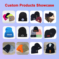 Bonnet Y2K imprimé intégral personnalisé avec doublure en satin, bonnet d'hiver tricoté sans revers avec logo jacquard double couche
