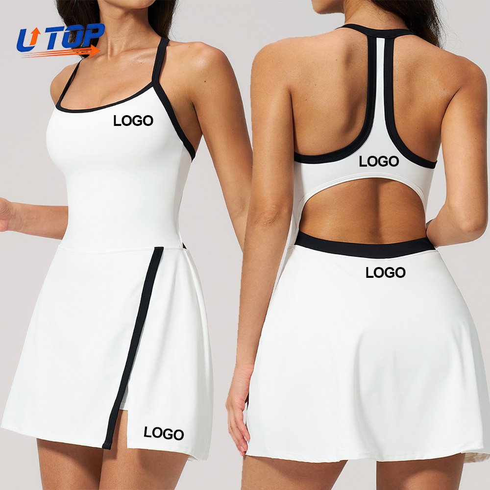 Custom Logo Yoga Golf Dress Women Cut Out Breathable Slim Fit Fitness Sports Quick Dry Pickleball Dress Women Summer