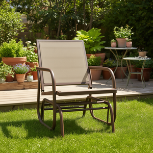 Silla Glider de Jardín en Acero Marrón y Material Textilene para Uso en Exteriores, Diseño Contemporáneo, Muebles Duraderos - Product Image 2