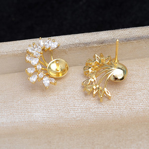 Wenchi S925 Argent Accessoires d'oreille DIY pour bijoux en perles, Support de perles 8-12mm, Boucle d'oreille vide 15673, Taille de perle 3mm - Product Image 4